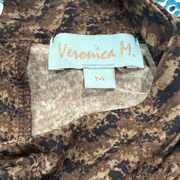 Veronica M Brown Patterned Long Sleeve Top With Bell Sleeves Size Medium - Picture 4 of 5
